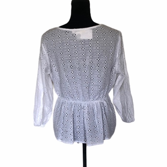 NWT Passport 100% cotton bohemian festival eyelet fabric peplum top size large - Picture 3 of 9